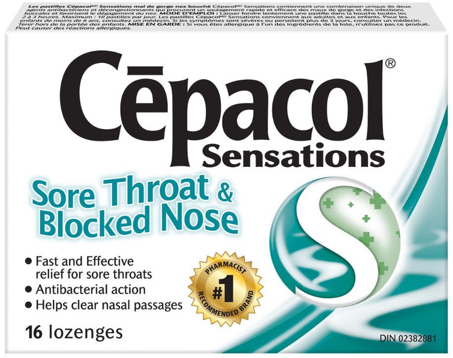 CEPACOL Sensations Sore Throat  Blocked Nose Lozenges Canada